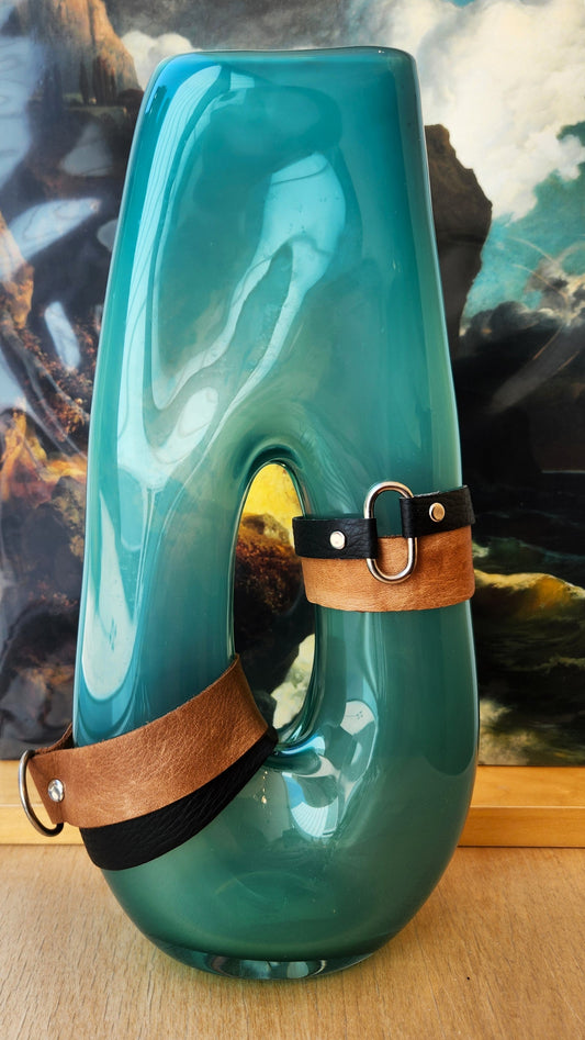 Cuffed Teal Vase