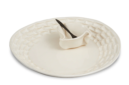 White Textured Tray Set