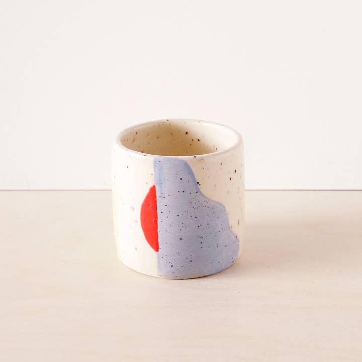 Small Ceramic Planter with Hand-painted Shapes