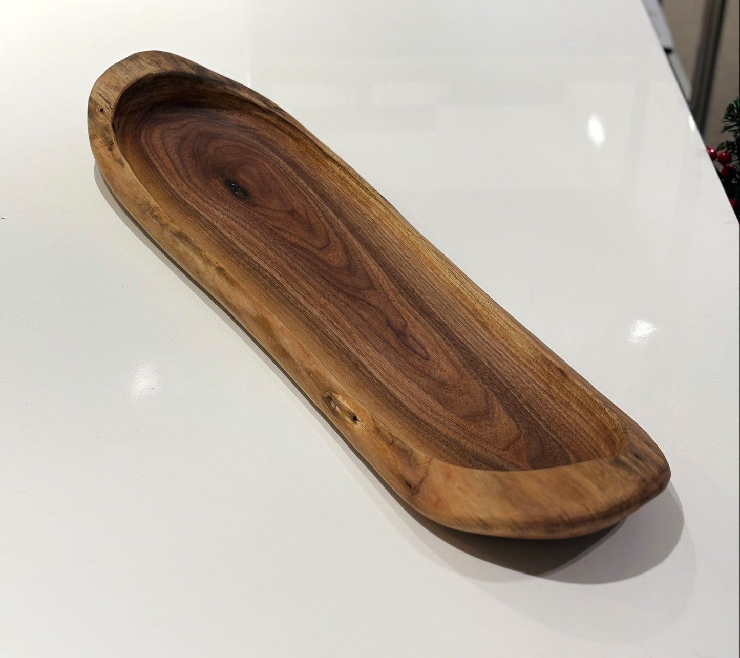 Long Black Walnut Carved Platter