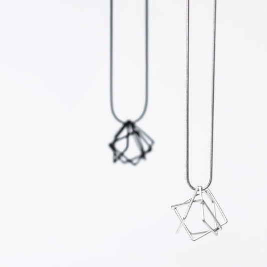 Relaxed Cube Necklace in Matte Black