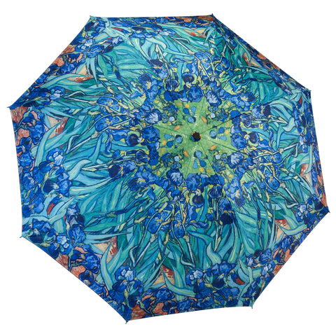 Van Gogh Irises Reverse Close Folding Umbrella
