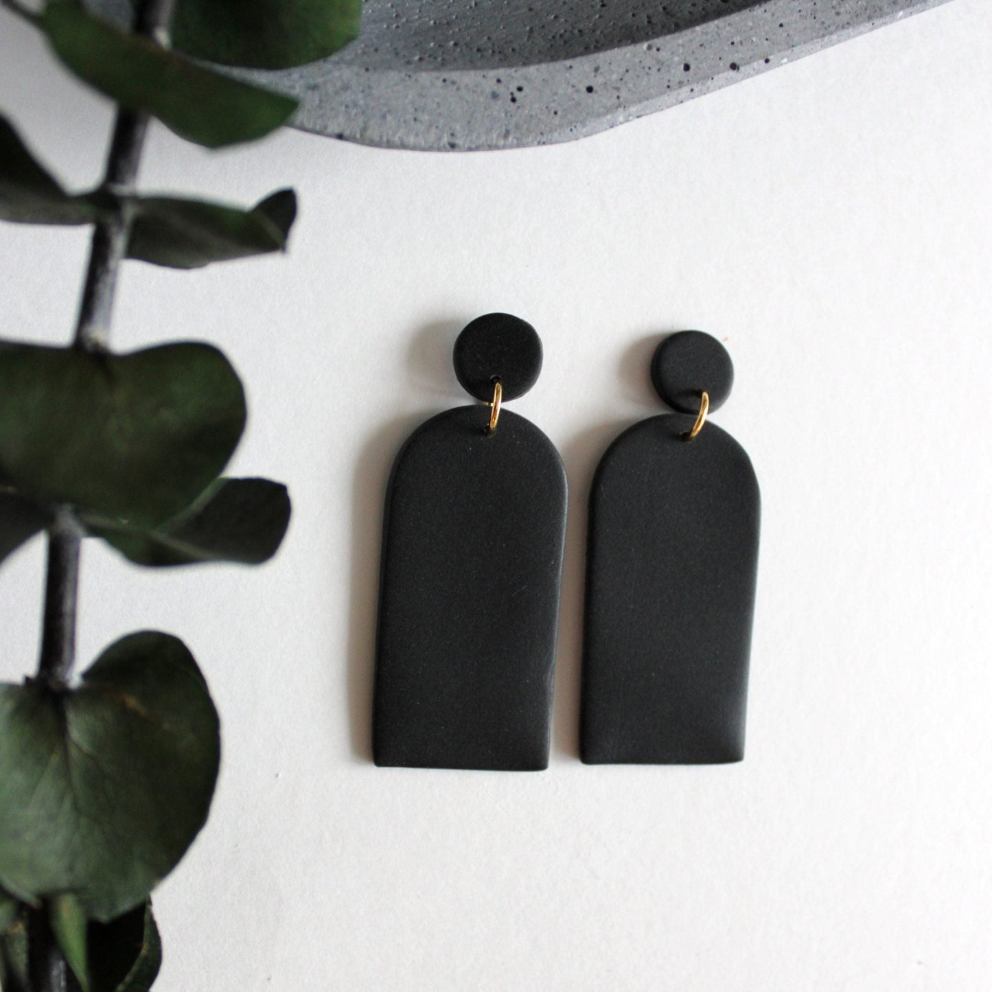 Black Minimalist Arch Earrings by Figg Studio