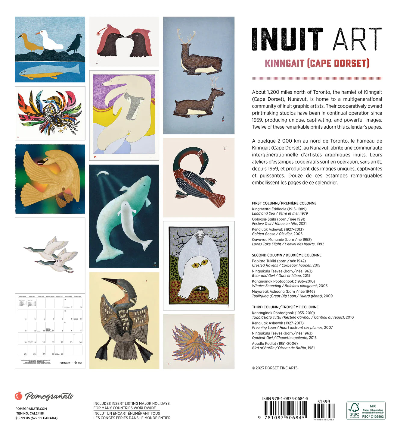 Inuit Art: Kinngait 2024 Wall Calendar