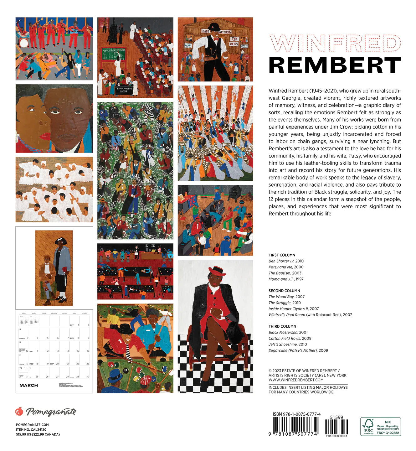 Winfred Rembert 2024 Wall Calendar