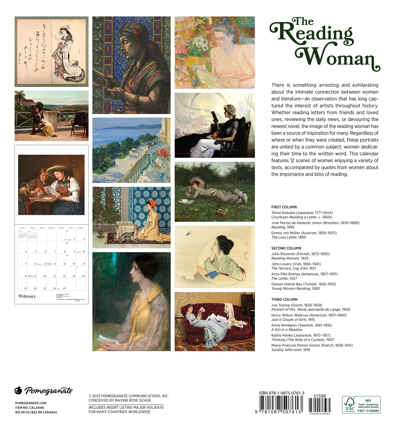 The Reading Woman 2024 Wall Calendar