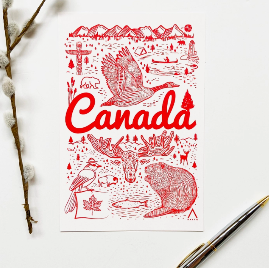 Canada Symbols 6x9 Postcard