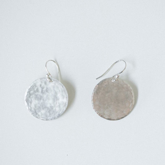 Large Disc Earrings in Silver