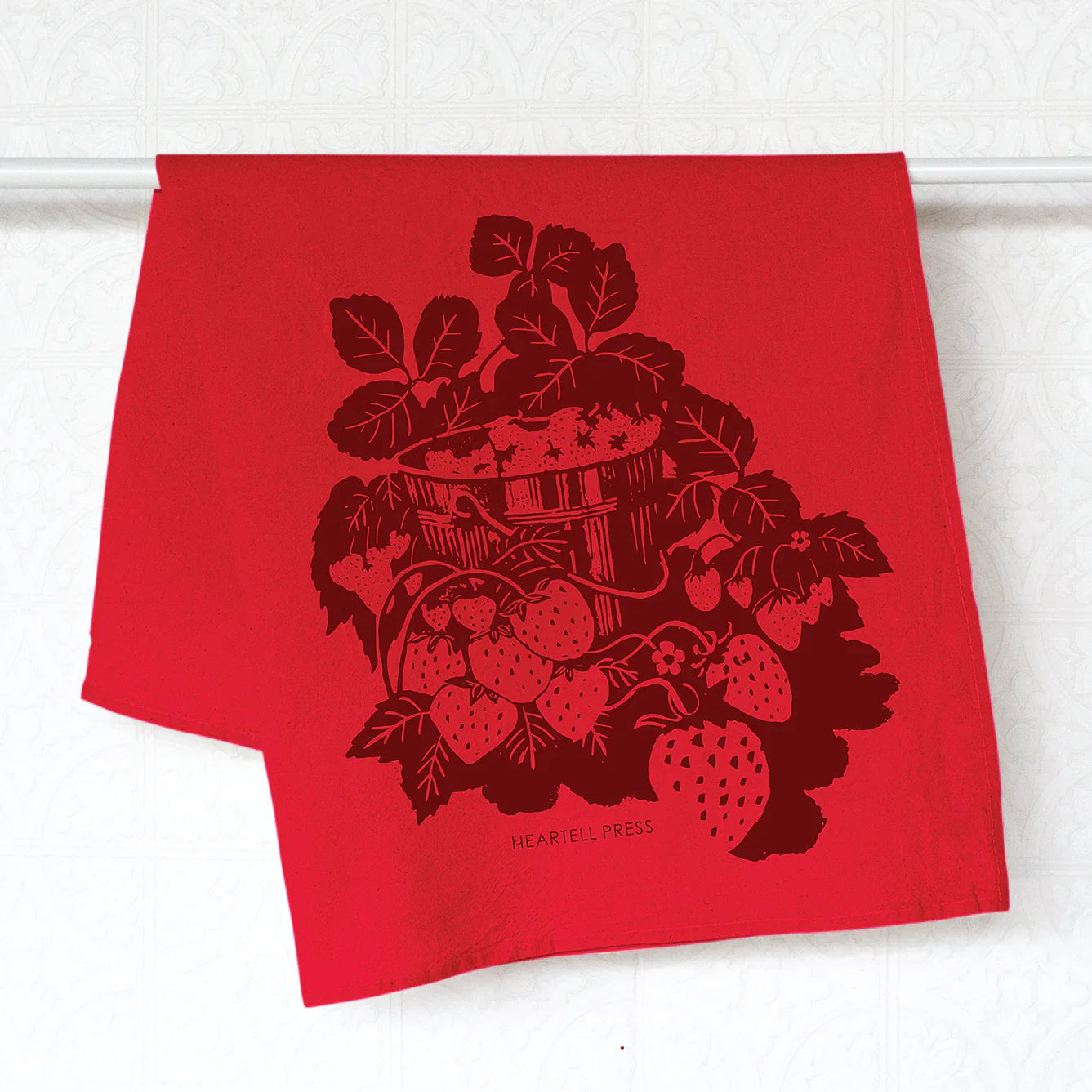 Screen Printed Strawberries Kitchen Towel