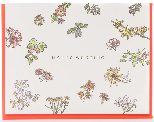 Happy Wedding Floral Card