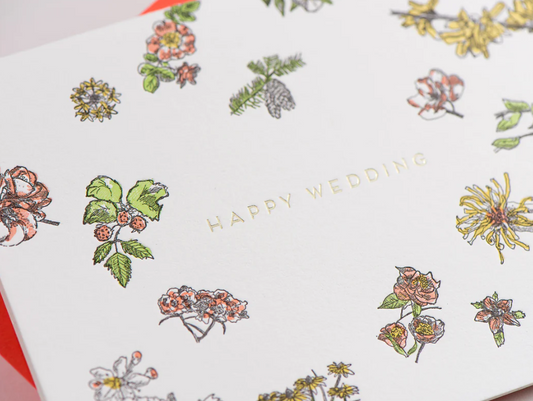 Happy Wedding Floral Card