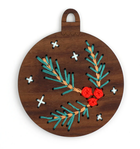 Pine Branch Stitched Ornament Kit