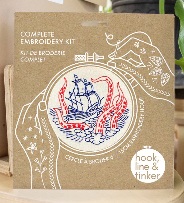 Kraken and Ship Embroidery Kit