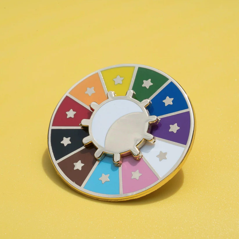 Inclusive Rainbow Spinning Wheel Pin