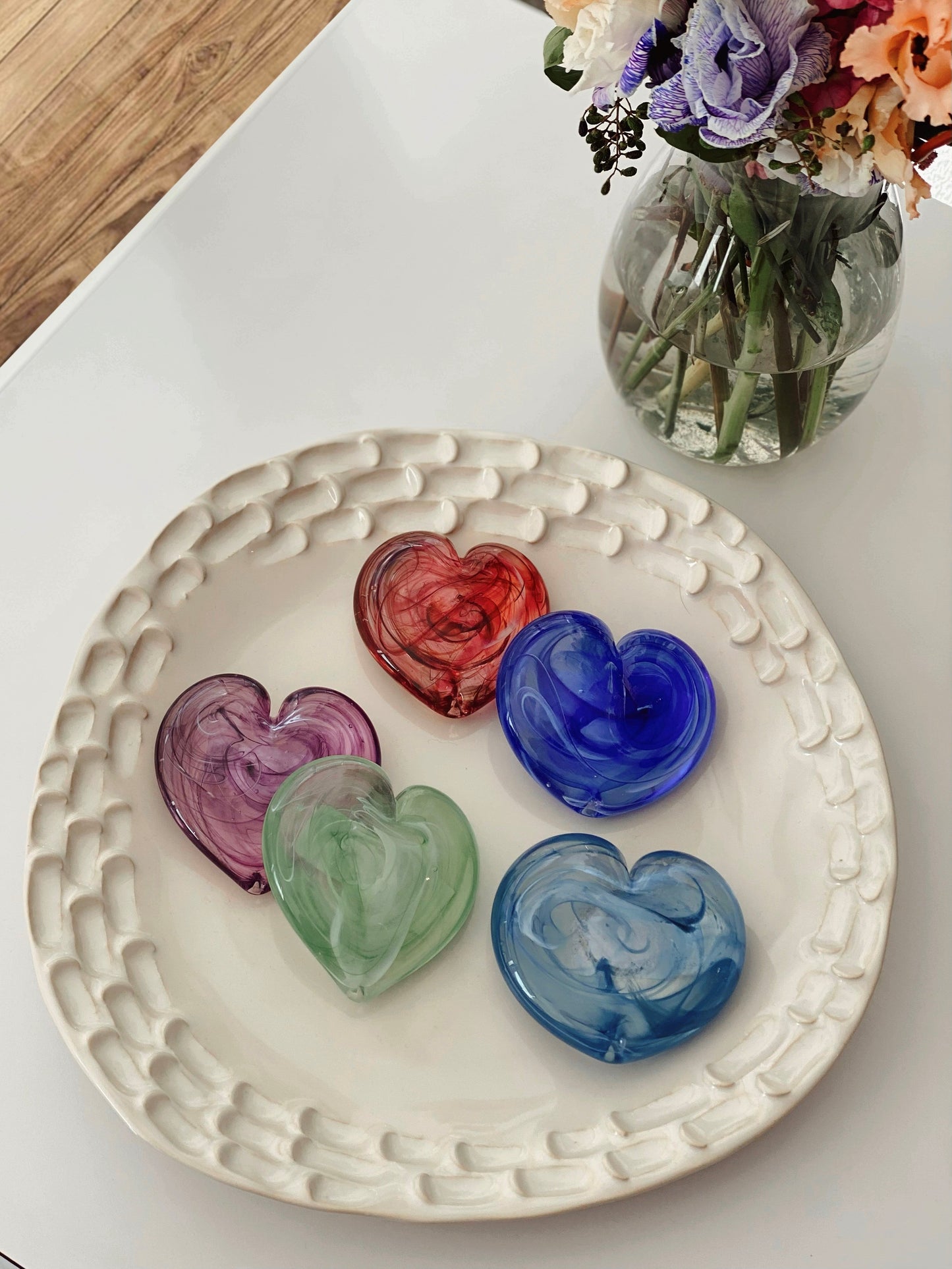 3" Glass Heart Paperweight